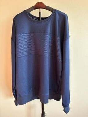 Messi Sweatshirt Mens L Blue Crew Neck Long Sleeve NWT Ribbed Cuffs